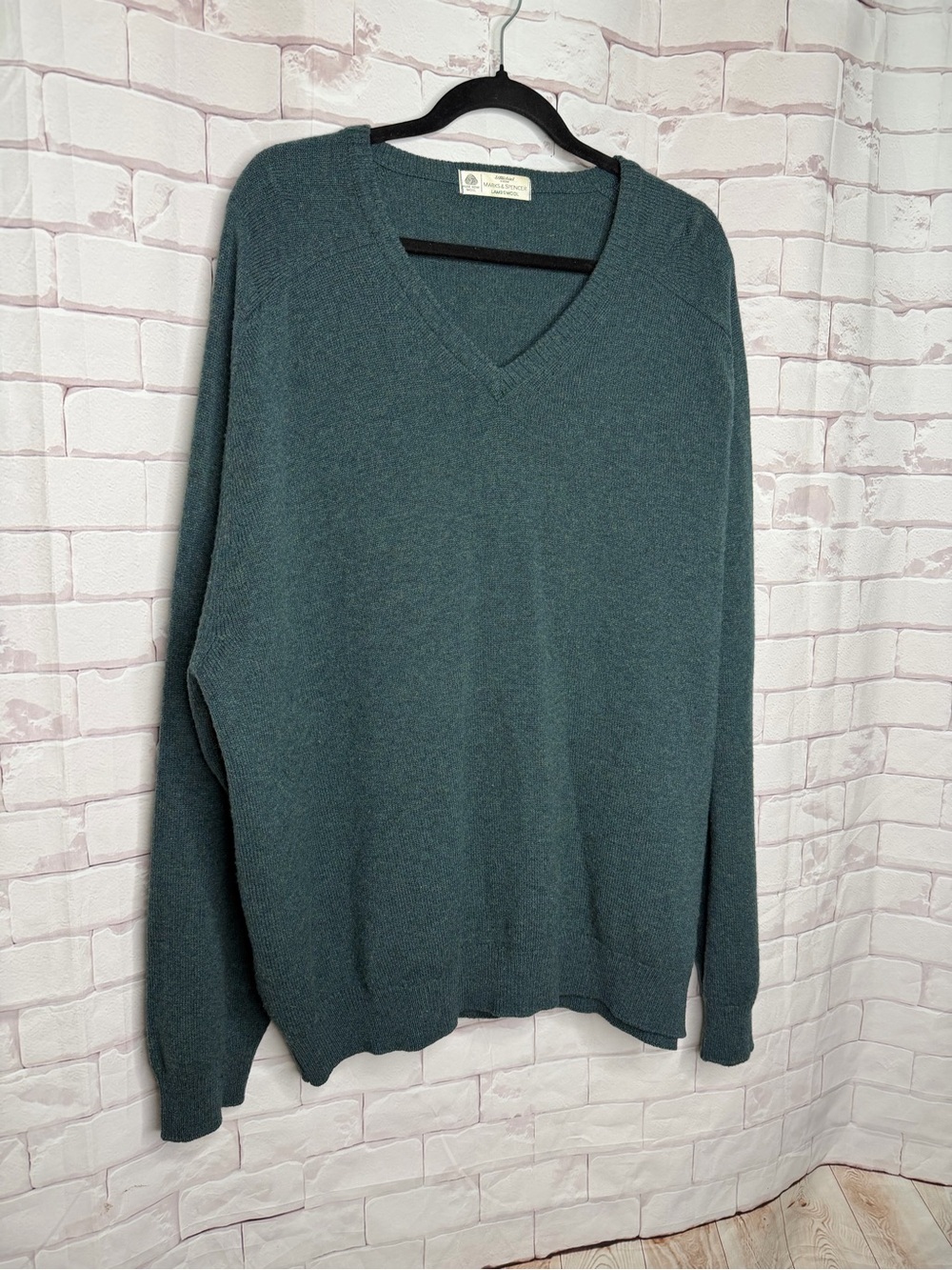 Marks & Spencer Men's V-Neck Teal Sweater